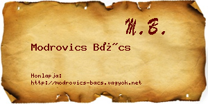Modrovics Bács névjegykártya